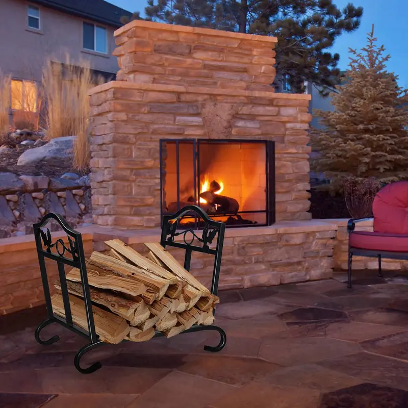Collapsible Wrought Iron Firewood Rack for Indoor or Outdoor Storage 2