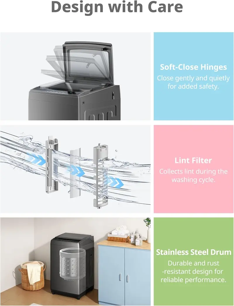 Comfee 0.9 Cu. Ft Portable Washing Machine – Fully Automatic Compact Washer with LED Display, Dual Drums & Space-Saving Design