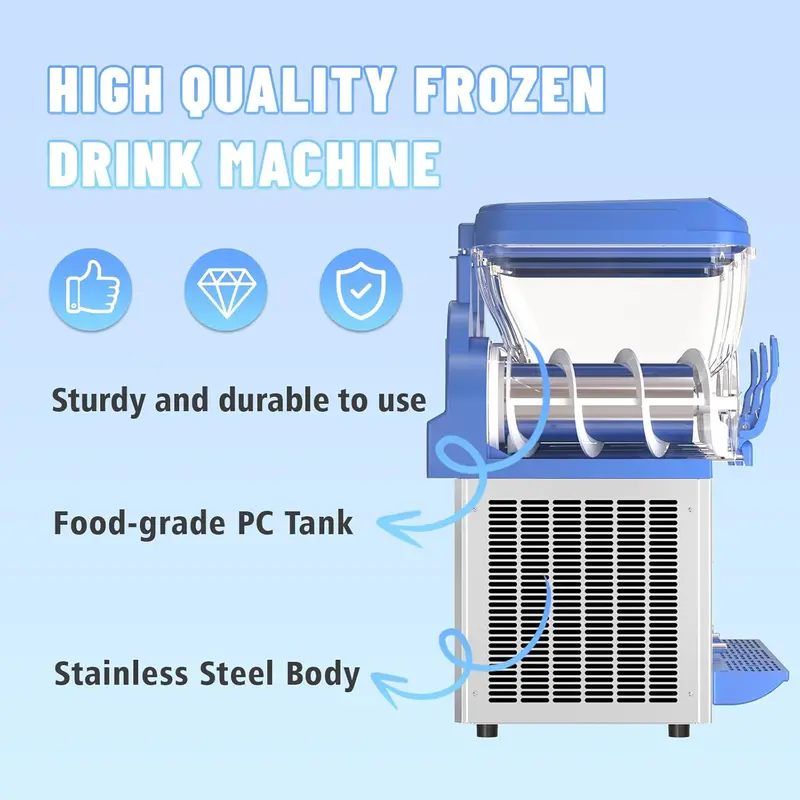 Commercial-Grade 1000W Slush Machine with 30L Dual Tanks – Stainless Steel Margarita Maker for Bars, Cafés & Restaurants