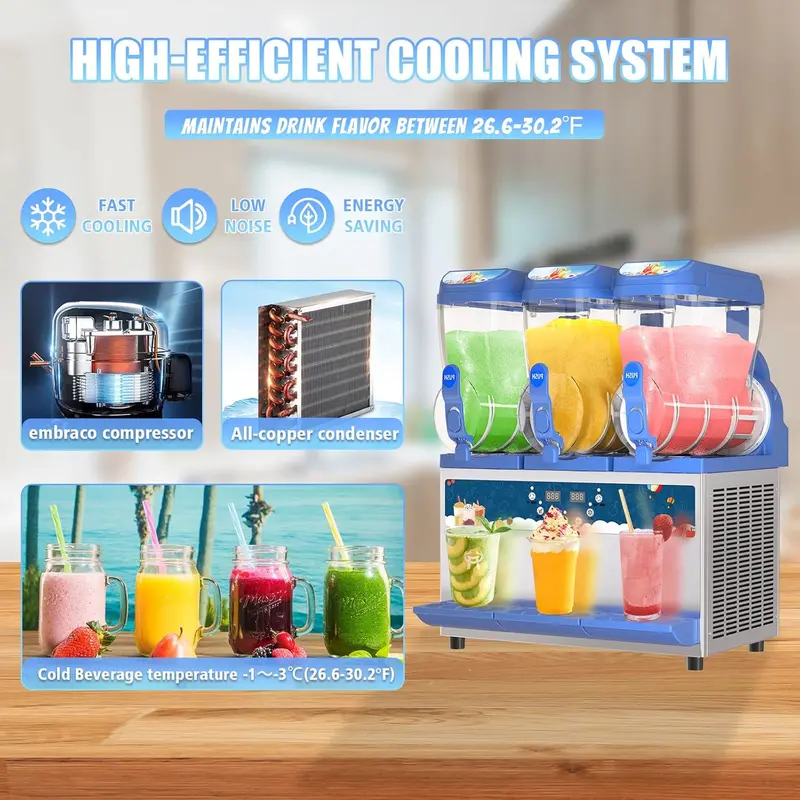 Commercial-Grade 1000W Slush Machine with 30L Dual Tanks – Stainless Steel Margarita Maker for Bars, Cafés & Restaurants