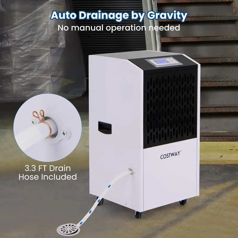 Commercial-Grade 250-Pint Dehumidifier – Industrial Strength with Continuous Drain Hose Compatibility
