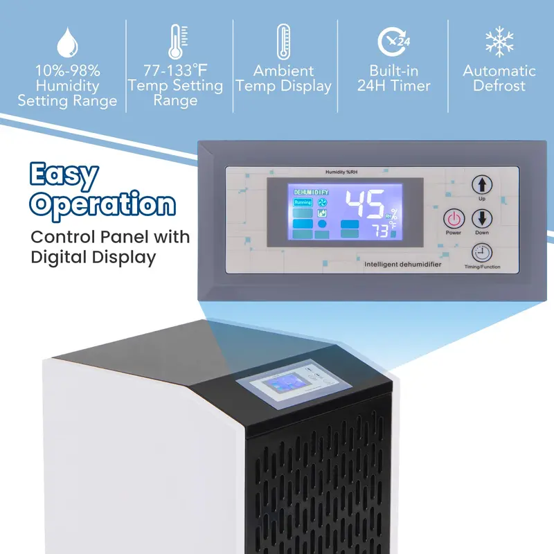 Commercial-Grade 250-Pint Dehumidifier – Industrial Strength with Continuous Drain Hose Compatibility