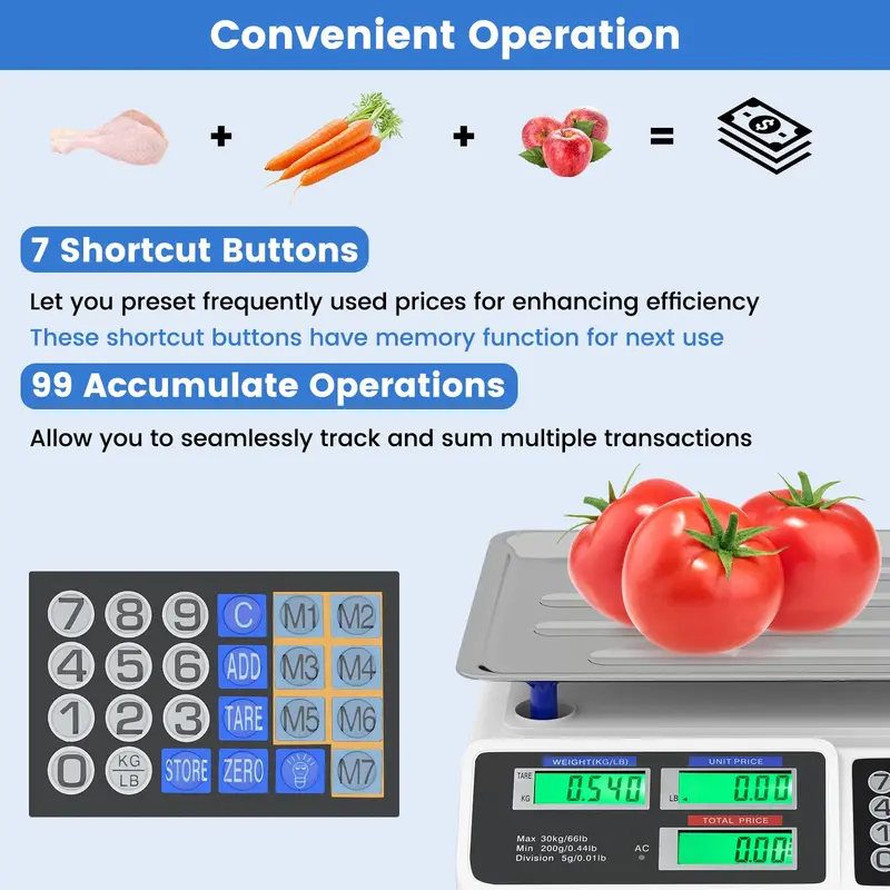 Commercial-Grade 66-Pound Capacity Price Computing Scale with Dual LCD Screens 2
