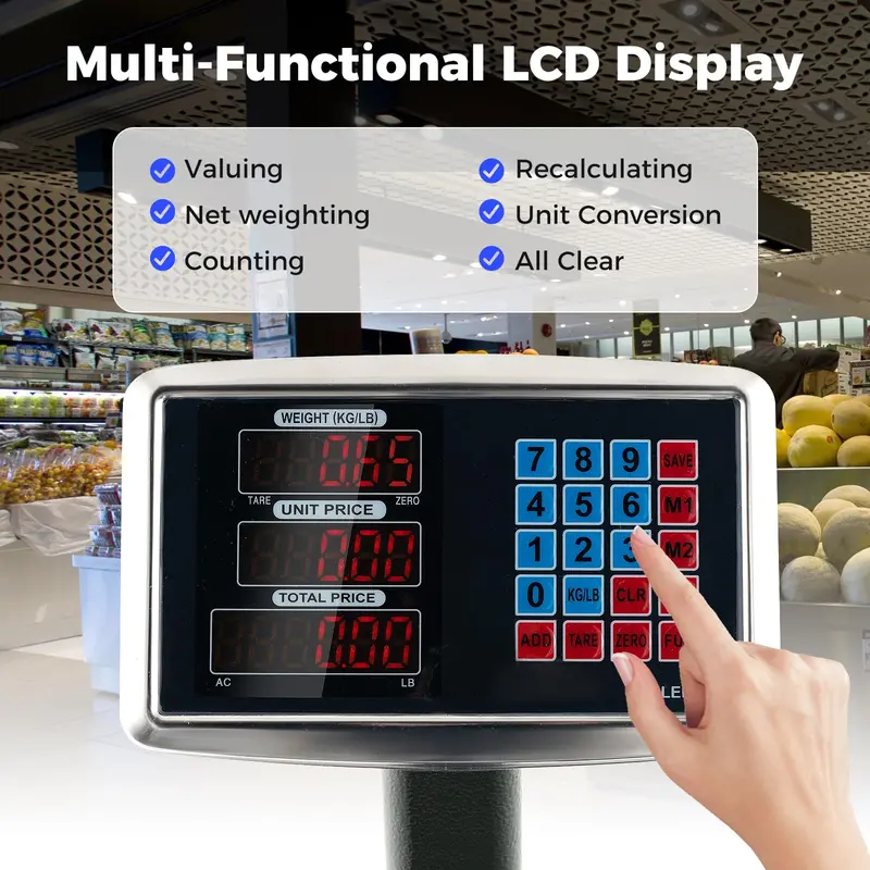 Commercial-Grade Digital Platform Scale – 660 lb Capacity with LB/KG Conversion & Price Calculation