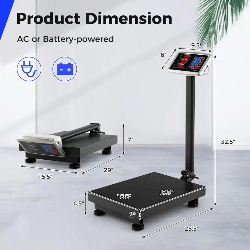 Commercial-Grade Digital Platform Scale – 660 lb Capacity with LB/KG Conversion & Price Calculation