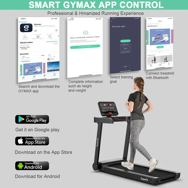 Commercial-Grade Electric Treadmill for Home or Gym – Smart App-Controlled Running Machine with Heavy-Duty Frame