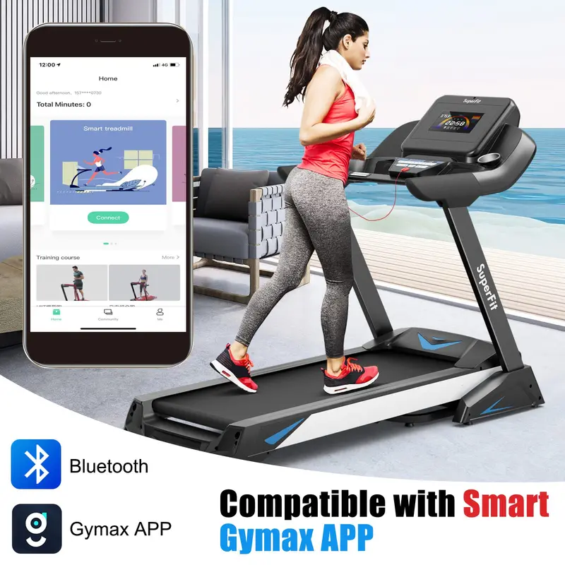 Commercial-Grade Folding Treadmill – 4.75 HP Heavy-Duty Unit with 15% Incline, 20 Presets, and Full App Integration