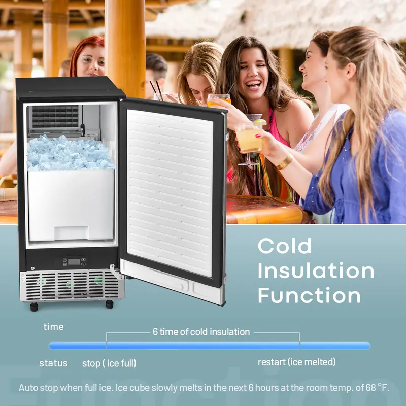 Commercial-Grade Ice Maker – 80 lbs/24 Hours Output with 24 lbs Onboard Storage