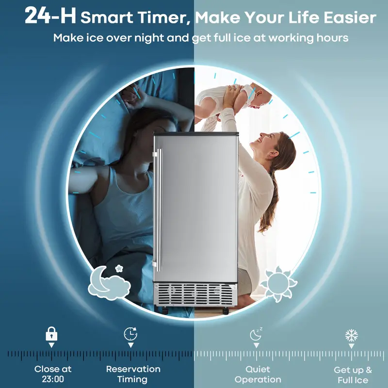 Commercial-Grade Ice Maker – 80 lbs/24 Hours Output with 24 lbs Onboard Storage