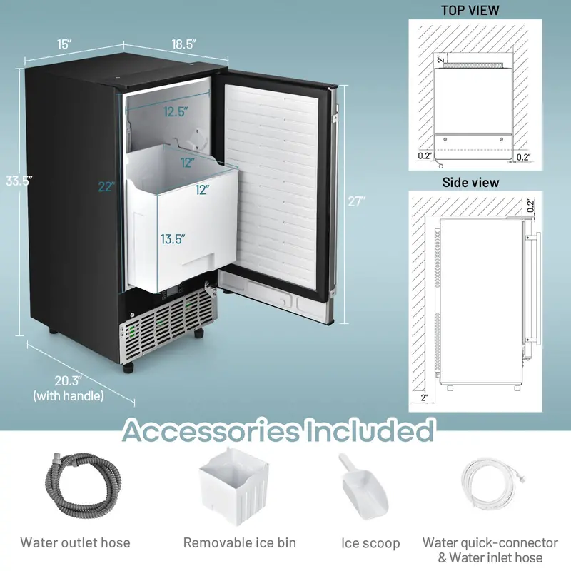 Commercial-Grade Ice Maker – 80 lbs/24 Hours Output with 24 lbs Onboard Storage
