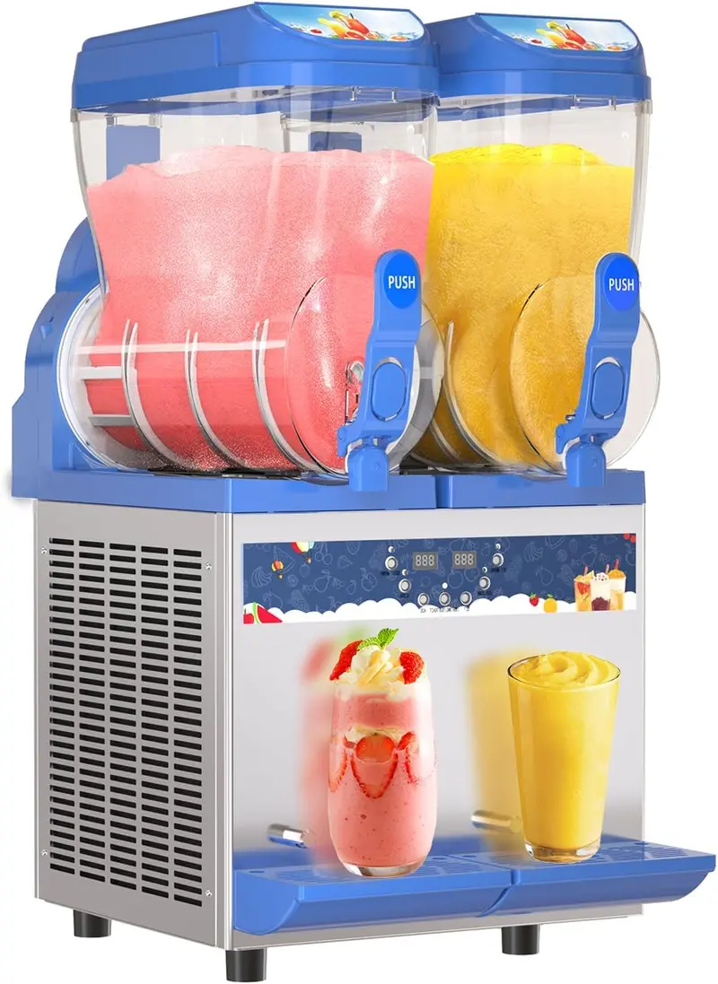 Commercial Slush Machine – 30L Stainless Steel Tanks, 1000W Cooling, Bar & Cafe Ready