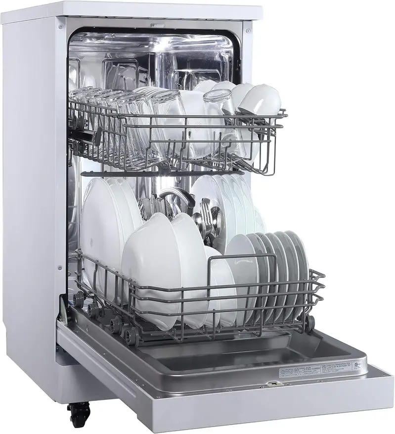 Compact 18-Inch Portable Dishwasher – 8-Place Setting Capacity, White Countertop Model