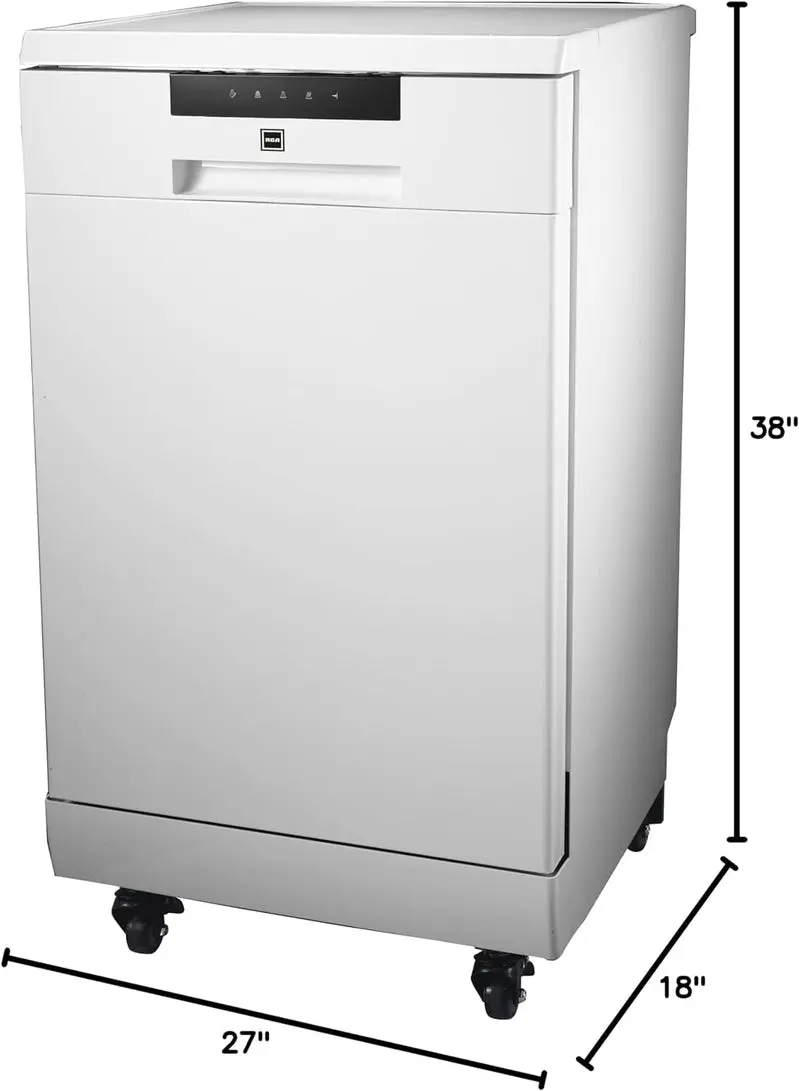 Compact 18-Inch Portable Dishwasher – 8-Place Setting Capacity, White Countertop Model