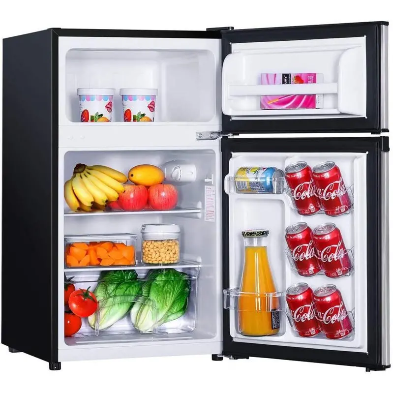 Compact 3.1 Cu Ft Mini Fridge with Freezer Compartment and Interior LED Lighting
