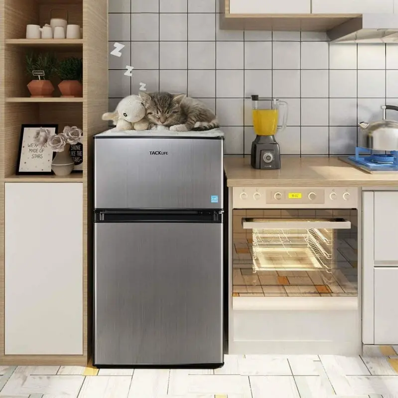 Compact 3.1 Cu Ft Mini Fridge with Freezer Compartment and Interior LED Lighting