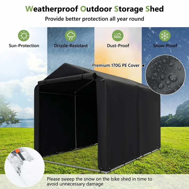 Compact 5.2 ft x 5.4 ft Portable Outdoor Storage Shelter for Garden Tools & Equipment