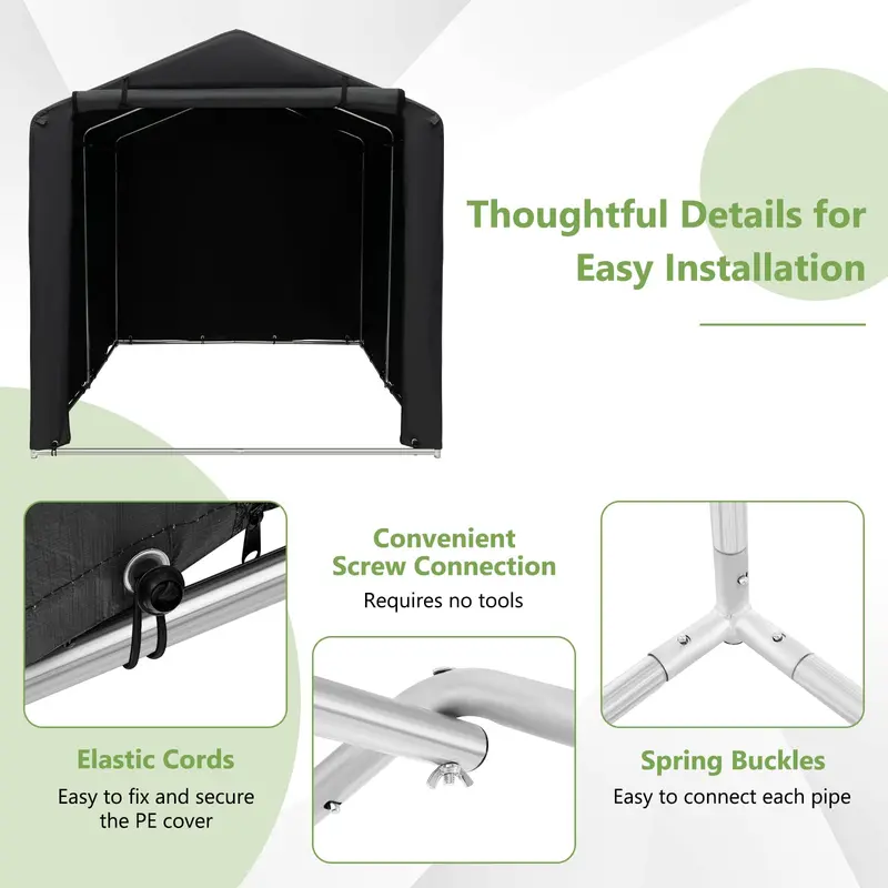 Compact 5.2 ft x 5.4 ft Portable Outdoor Storage Shelter for Garden Tools & Equipment