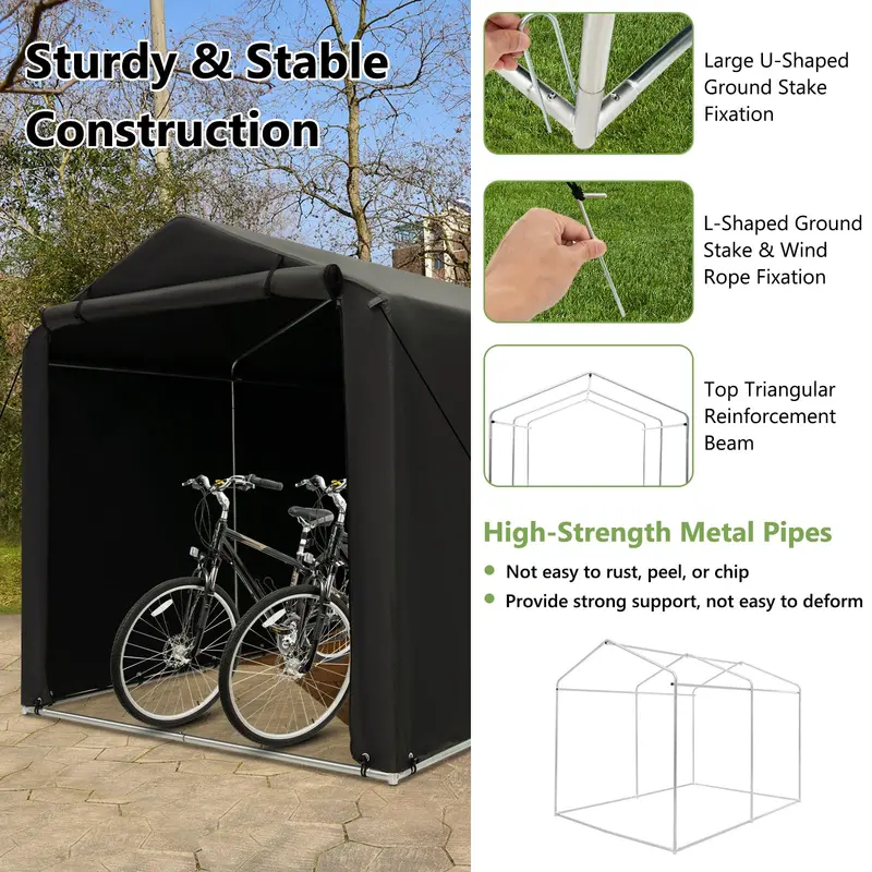 Compact 5.2 ft x 5.4 ft Portable Outdoor Storage Shelter for Garden Tools & Equipment