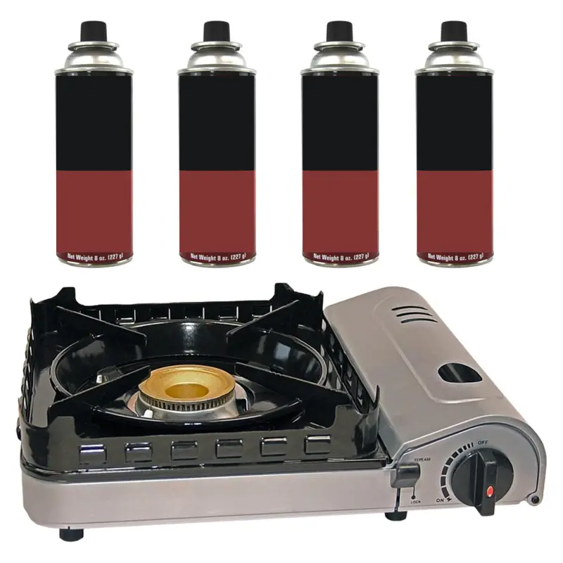 Compact Butane Camping Stove with Integrated Fuel Canisters (4-Pack) 2