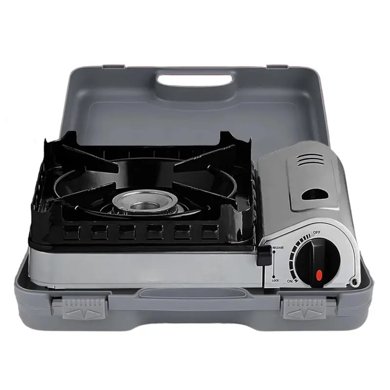 Compact Butane Camping Stove with Integrated Fuel Canisters (4-Pack)