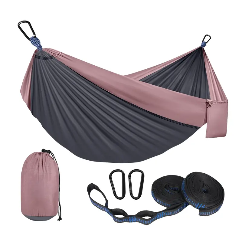 Compact Camping Hammock in Durable Nylon with Integrated Straps & Dual Carabiners 3