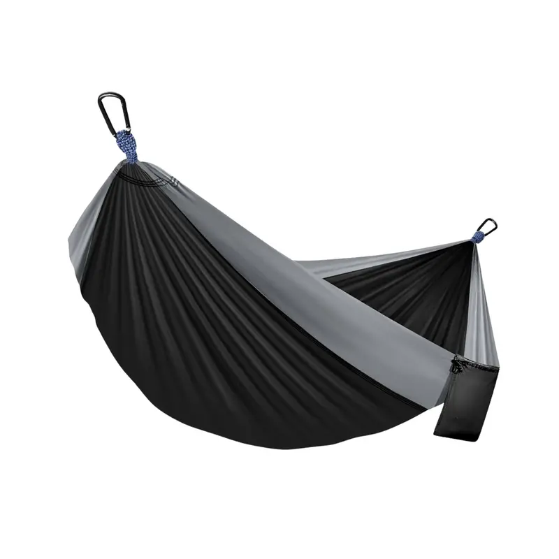 Compact Camping Hammock in Durable Nylon with Integrated Straps & Dual Carabiners