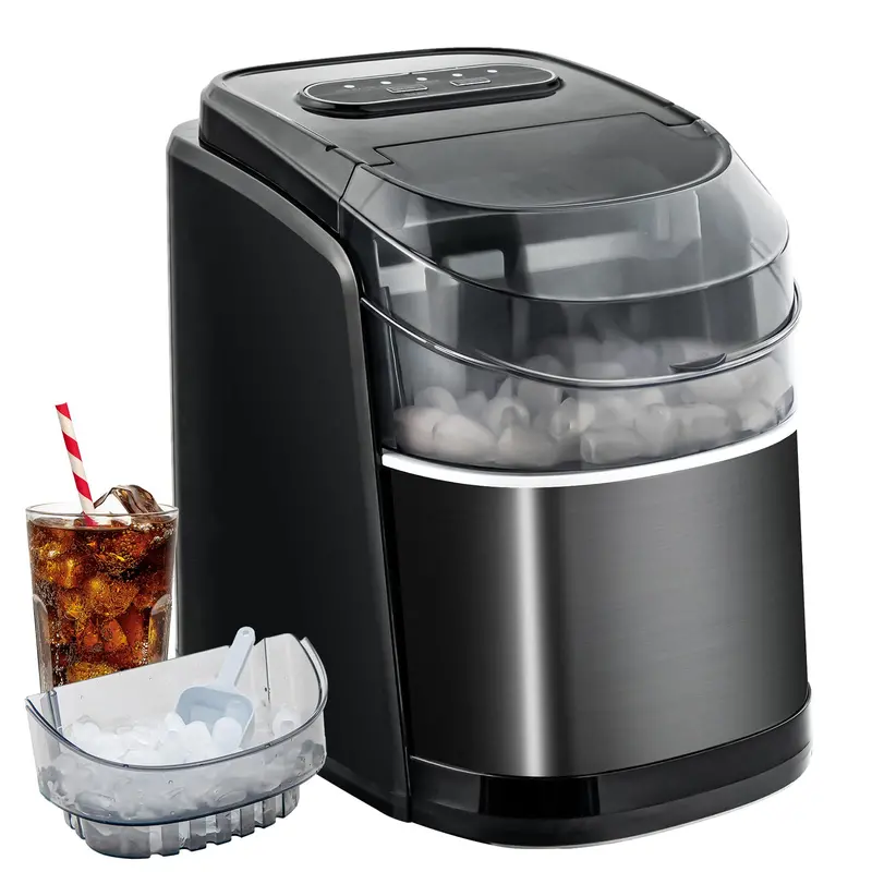 Compact Countertop Ice Maker – 26.5 lbs/24H Output, 9-Cube Cycle in 6 Minutes, Self-Cleaning