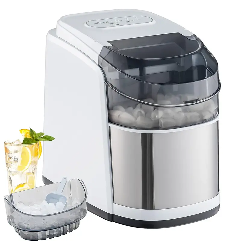Compact Countertop Ice Maker – 26.5 lbs/24H Output, 9-Cube Cycle in 6 Minutes, Self-Cleaning