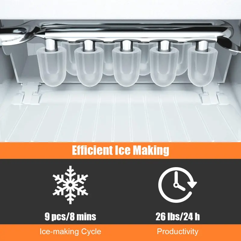 Compact Countertop Ice Maker – Bullet-Shaped Cubes Ready in Under 8 Minutes