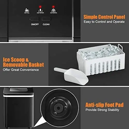 Compact Countertop Ice Maker – Bullet-Shaped Cubes Ready in Under 8 Minutes