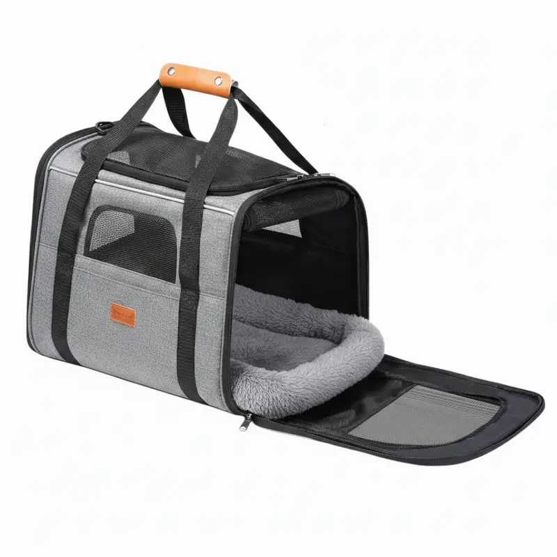 Compact Dual-Use Carrier for Cats & Small Dogs (Up to 18 lbs) – Ventilated Mesh Panels