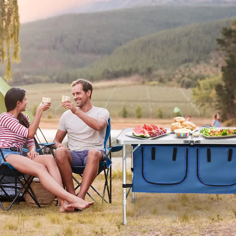 Compact Folding Camping Table with Integrated Storage – Lightweight Outdoor Utility Table 2