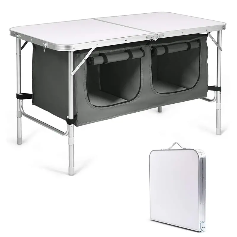 Compact Folding Camping Table with Integrated Storage – Lightweight Outdoor Utility Table