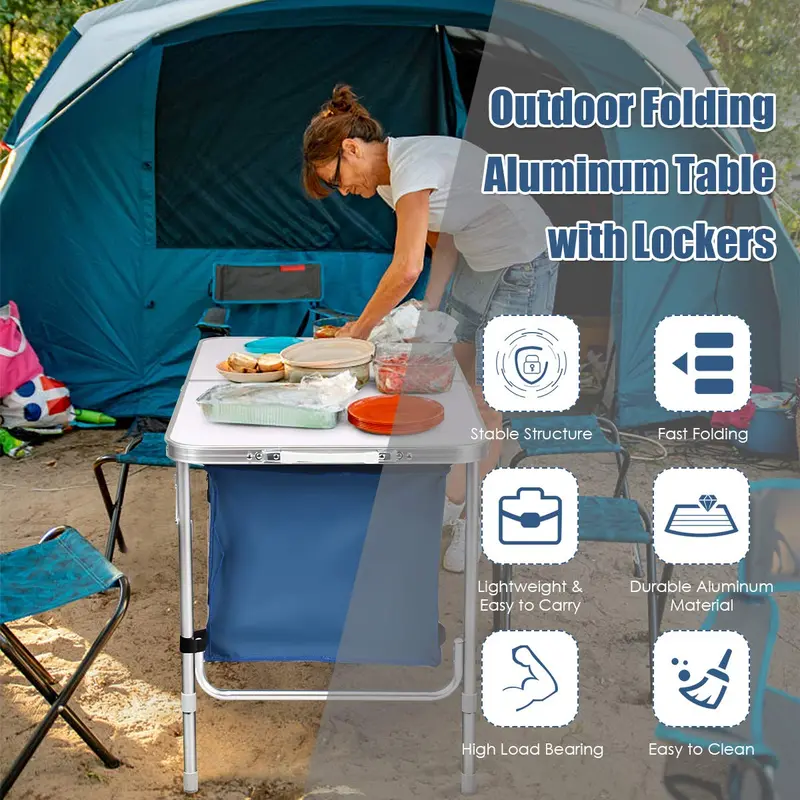 Compact Folding Camping Table with Integrated Storage – Lightweight Outdoor Utility Table