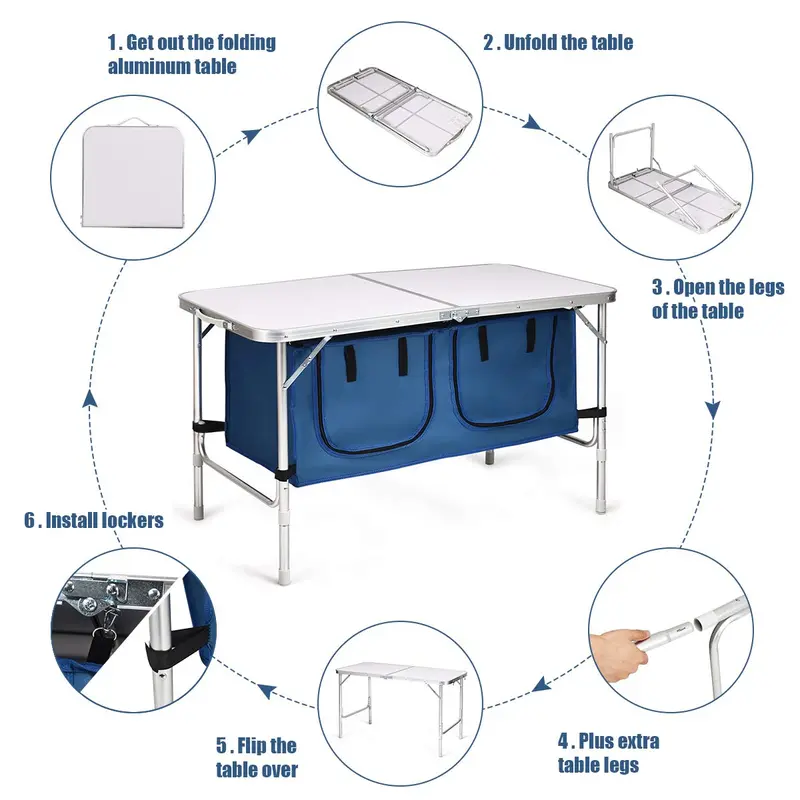 Compact Folding Camping Table with Integrated Storage – Lightweight Outdoor Utility Table