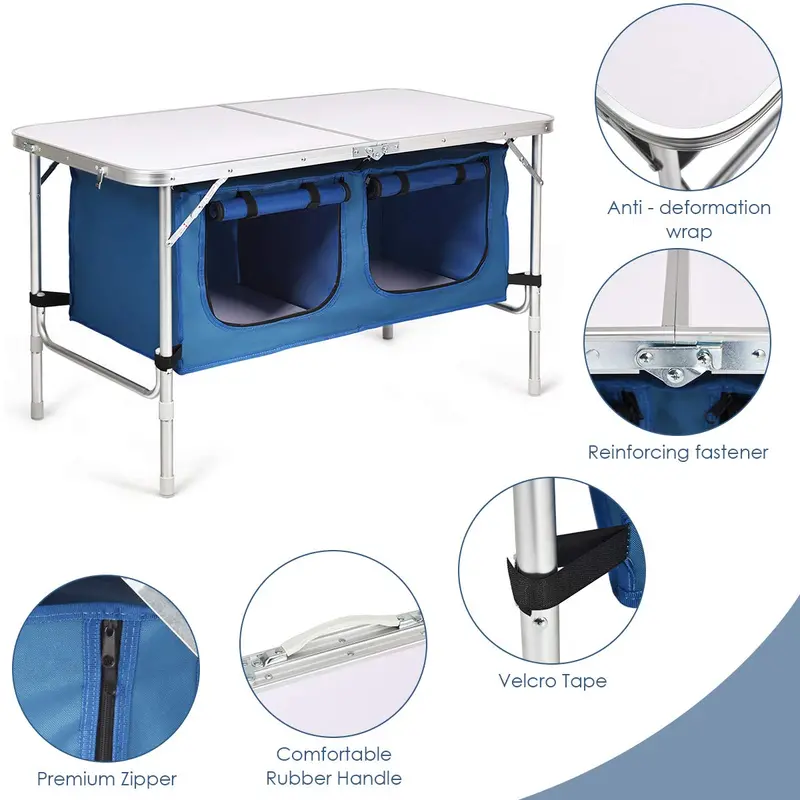 Compact Folding Camping Table with Integrated Storage – Lightweight Outdoor Utility Table