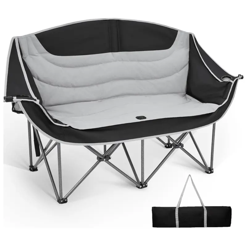 Compact Folding Outdoor Loveseat Chair – Padded 2–3 Person Camping Seat