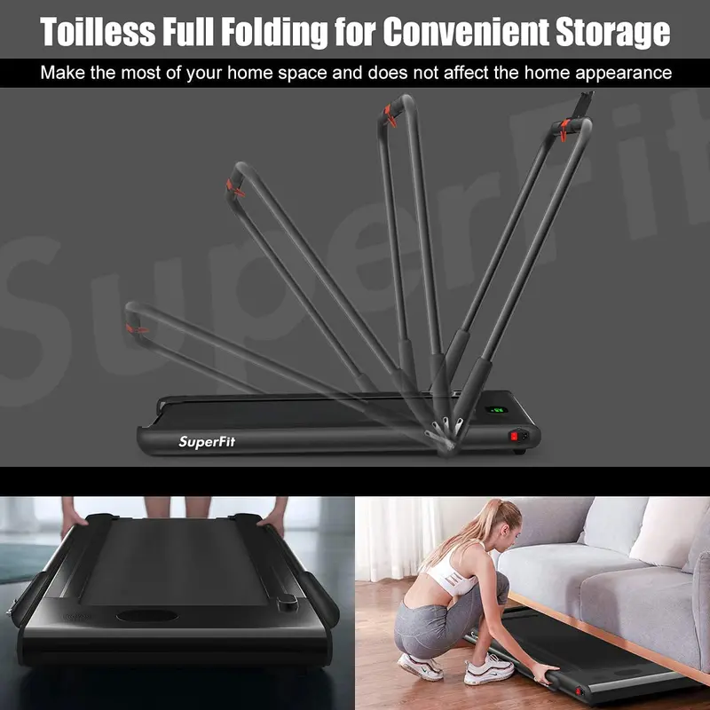 Compact Folding Under-Desk Treadmill – 2.25 HP Dual-Mode Superfit Walking Machine