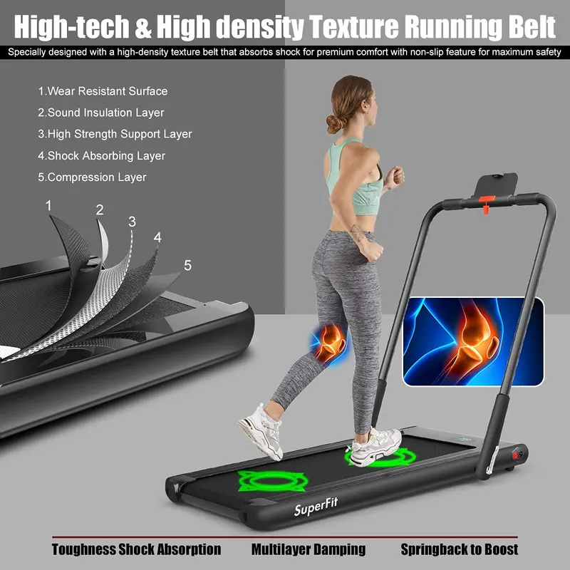Compact Folding Under-Desk Treadmill – 2.25 HP Dual-Mode Superfit Walking Machine