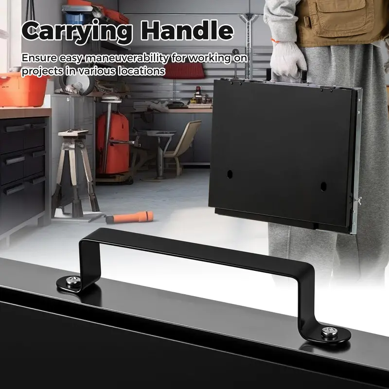 Compact Galvanized Steel Workbench – 17" x 20" Portable Table with Three Protective Side Panels