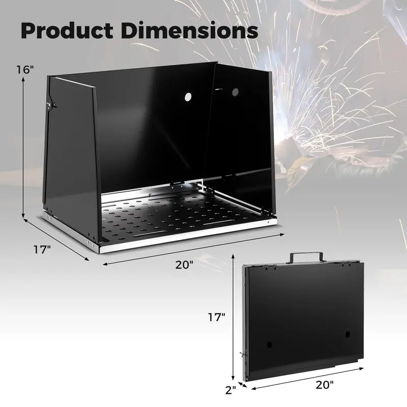 Compact Galvanized Steel Workbench – 17" x 20" Portable Table with Three Protective Side Panels