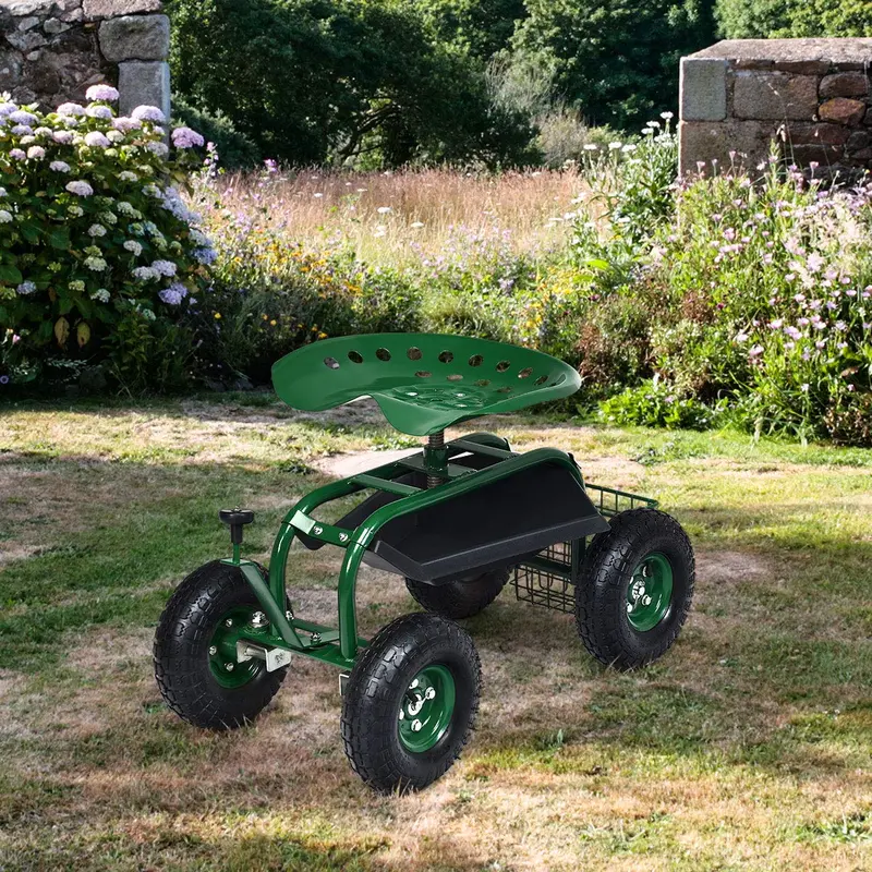 Compact Gardening Scooter Wagon with Wheels for Lawn and Patio Tasks 2