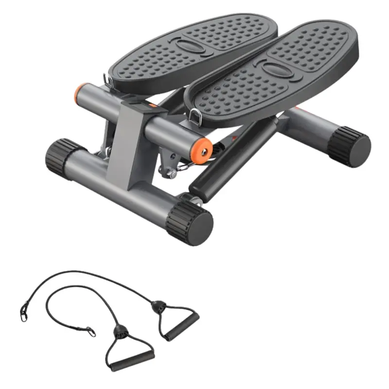 Compact Hydraulic Stepper Machine with Dual Resistance Bands & Non-Slip Footplates