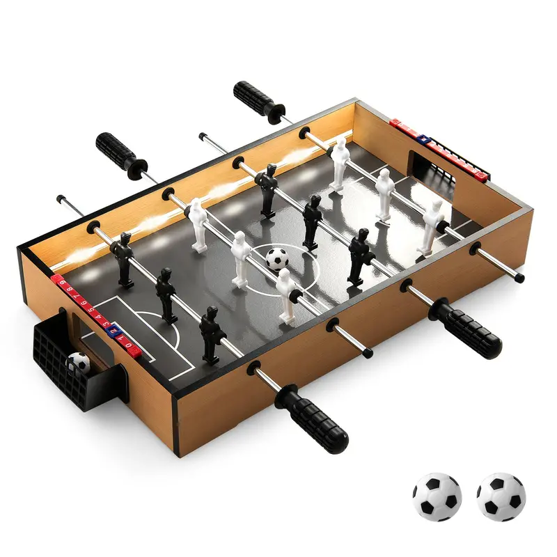 Compact LED Foosball Table – 20-Inch Mini Soccer Game with Non-Slip Handles & 2 Balls