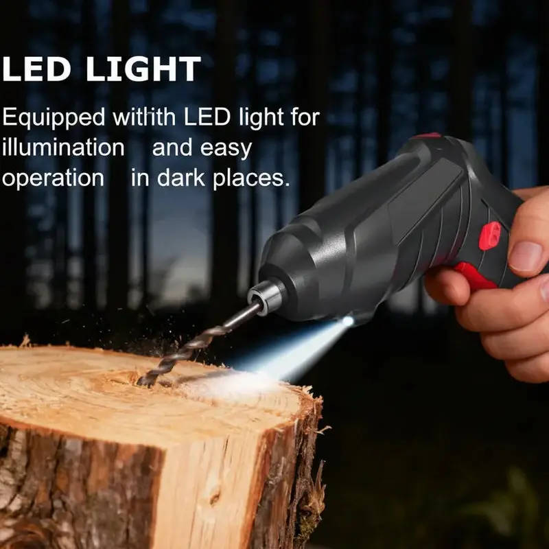 Compact LED-Illuminated Cordless Screwdriver – Portable Rechargeable Drill with Built-in Work Light