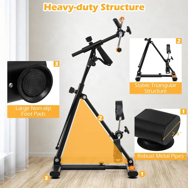 Compact Pedal Exerciser with Adjustable Resistance for Arms and Legs (Orange)