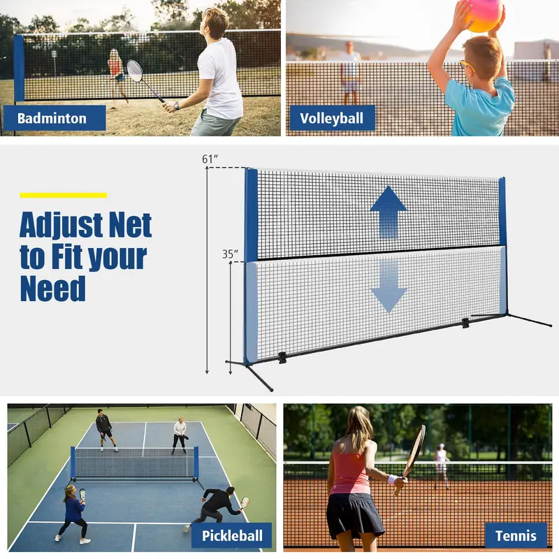 Compact Portable Net Kit, 10-Foot Versatile Badminton, Volleyball & Pickleball Setup 2