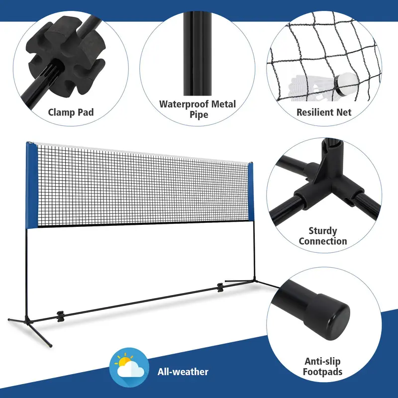 Compact Portable Net Kit, 10-Foot Versatile Badminton, Volleyball & Pickleball Setup