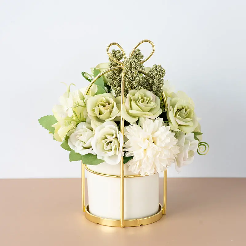 Compact Potted Dried Flower Arrangement – Small-Scale Accent for Bookshelves & Nightstands