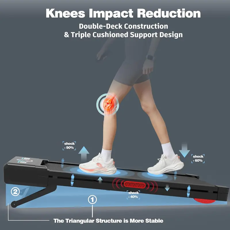 Compact Under-Desk Walking Pad Treadmill – 12% Auto Incline, 450 lb Capacity, RGB Display & Bluetooth Speaker for Home Office Fitness